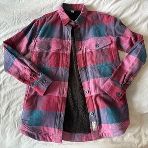 Eddie Bauer Red and Blue Plaid Fleece-Lined Shirt
